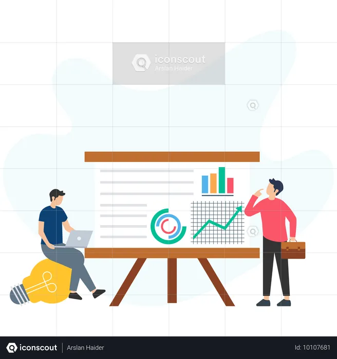 Businessman doing business analysis  Illustration