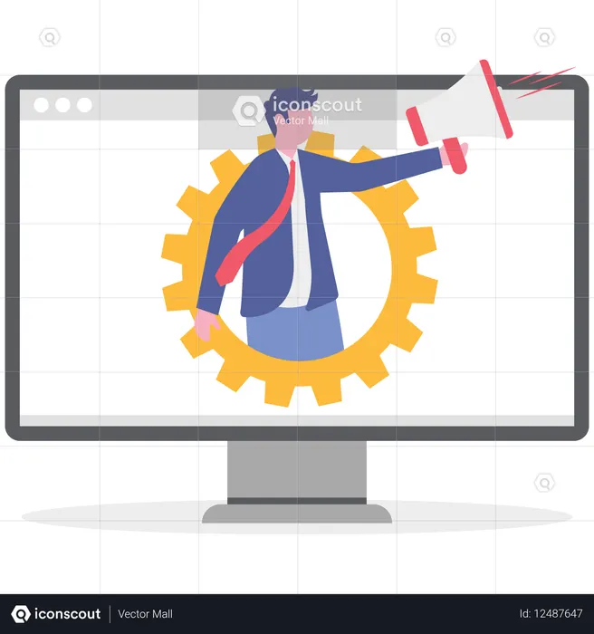 Businessman doing business announcement  Illustration