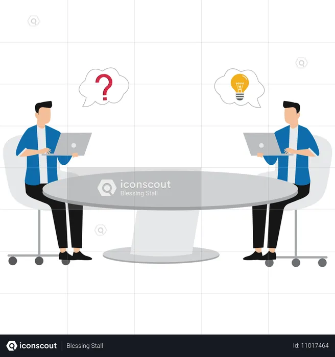 Businessman doing business brainstorming  Illustration