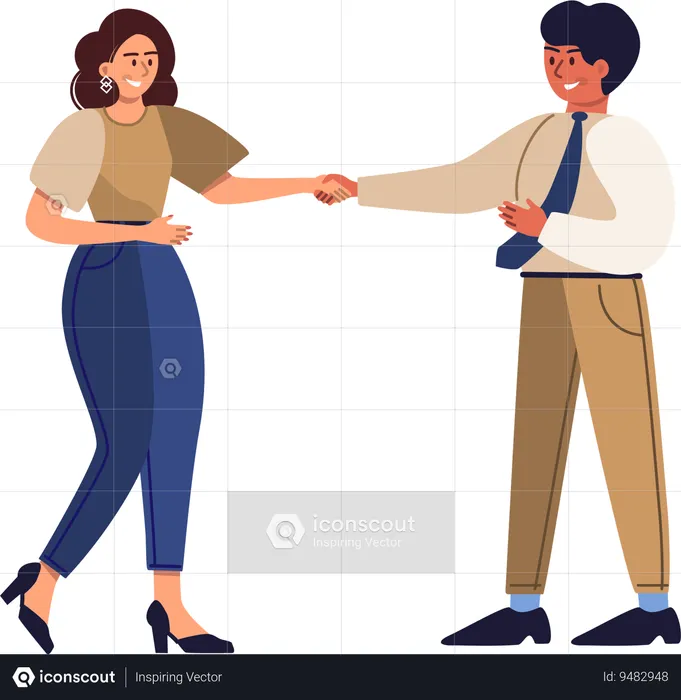 Businessman doing business deal with woman  Illustration