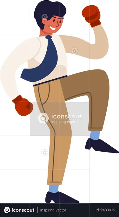 Businessman doing business fighting using boxing gloves  Illustration