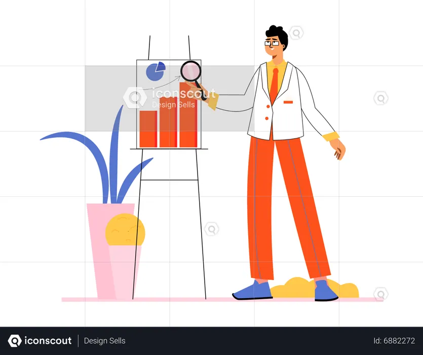 Businessman doing business research  Illustration