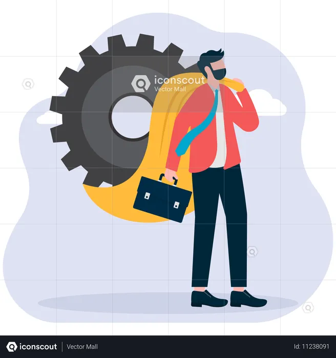 Businessman doing business setting  Illustration