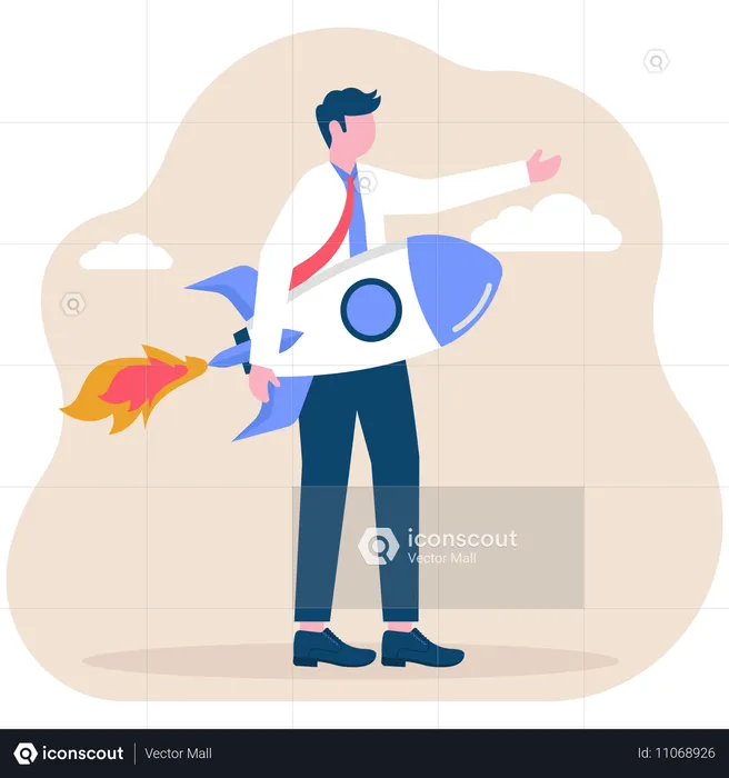 Businessman doing business startup  Illustration