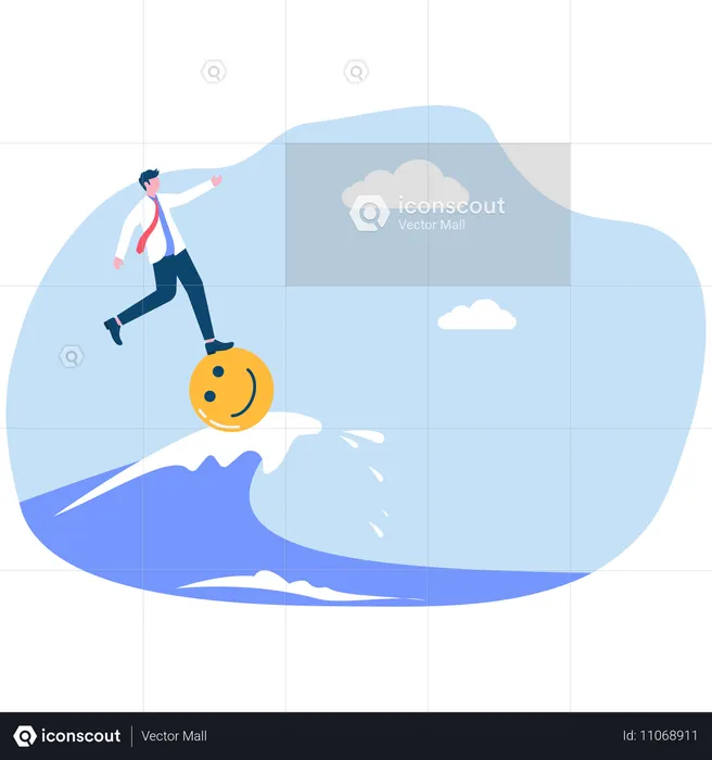 Businessman doing business surfing  Illustration