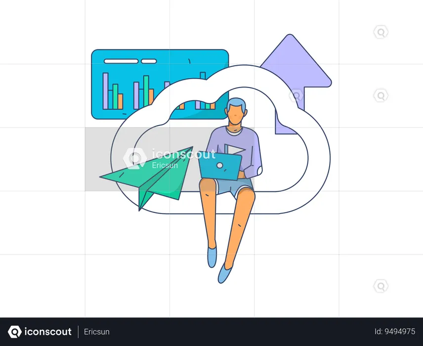Businessman doing cloud upload  Illustration