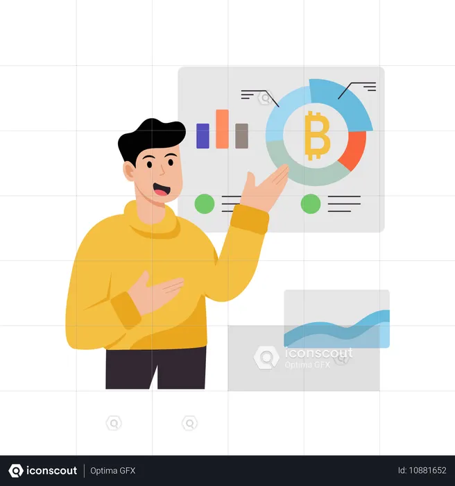 Businessman doing crypto analysis  Illustration