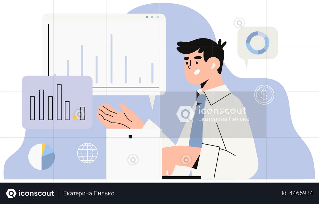 Businessman doing data analysis  Illustration