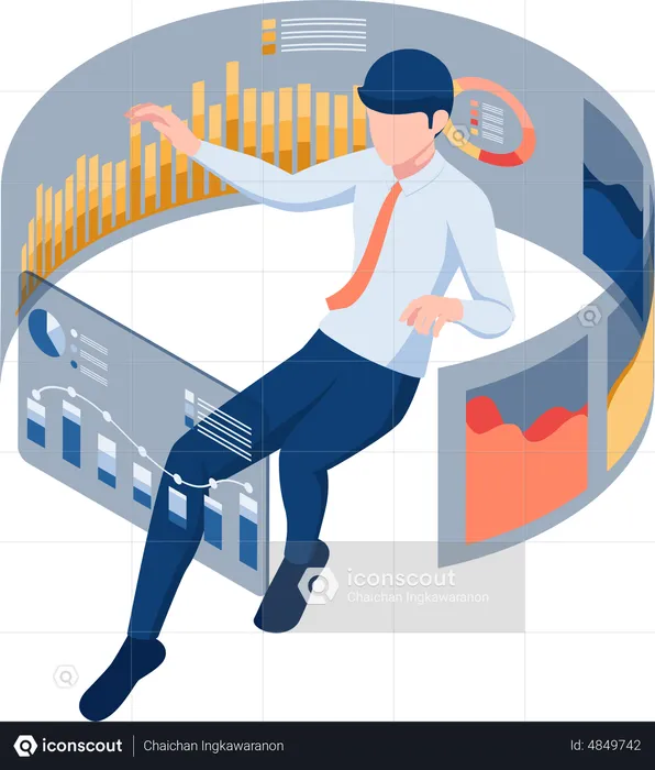 Businessman doing Data Analysis  Illustration
