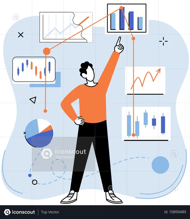 Businessman doing data analysis  Illustration