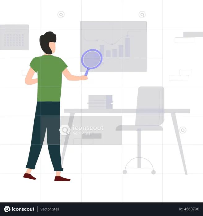 Businessman doing data analysis  Illustration