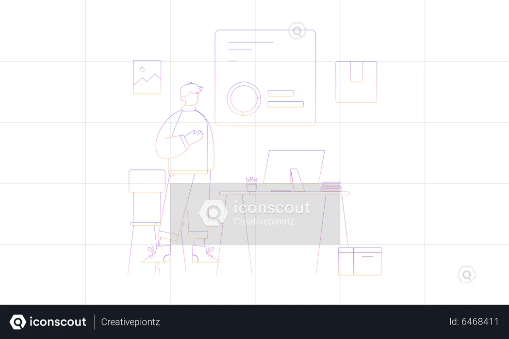 Businessman doing data analysis  Illustration