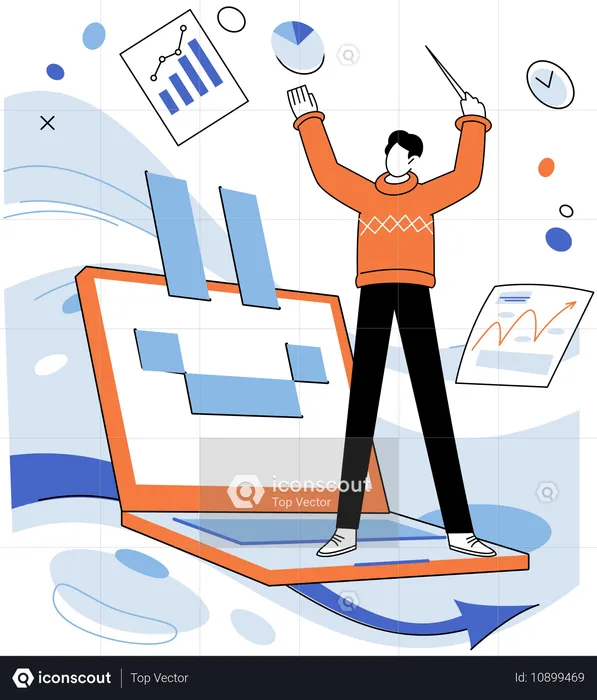 Businessman doing data analysis  Illustration