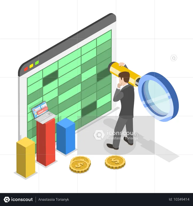 Businessman doing Data Analysis  Illustration