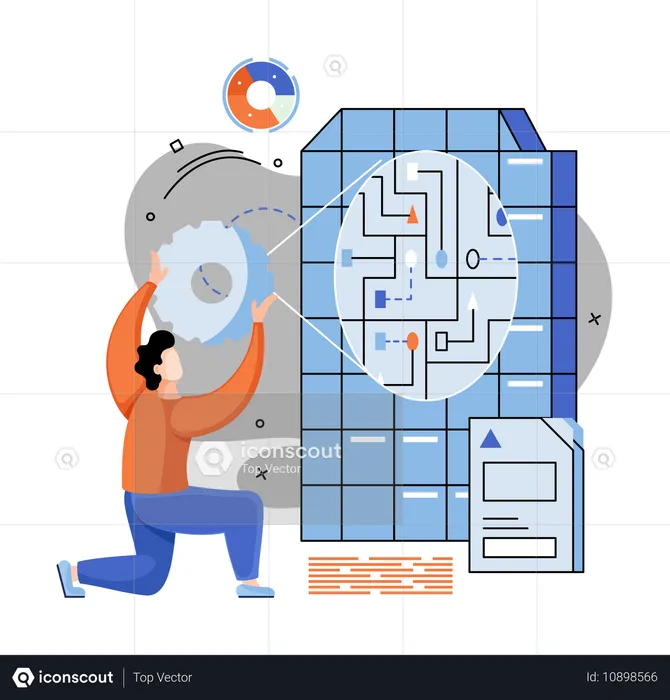 Businessman doing data analytics  Illustration