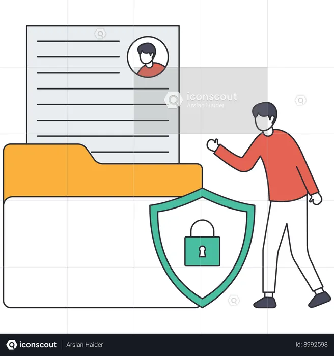 Businessman doing data protection  Illustration