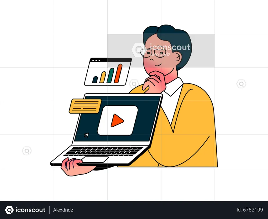 Businessman doing digital marketing  Illustration