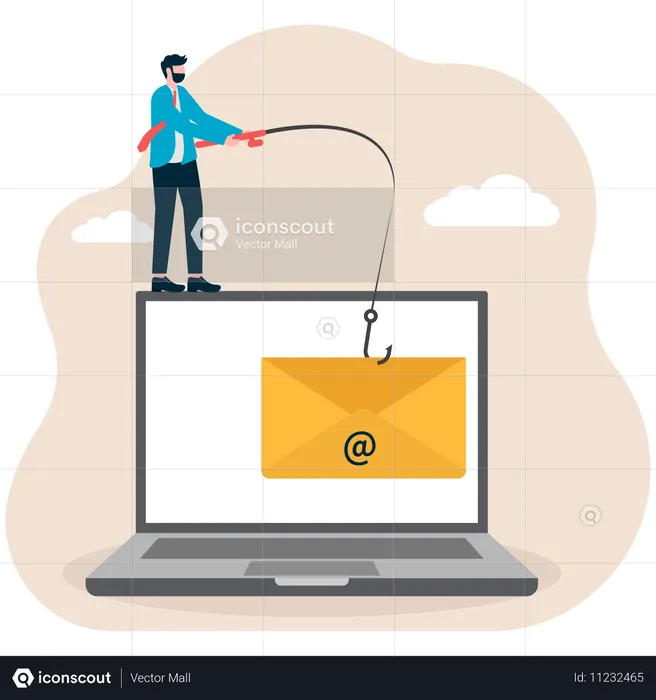 Businessman doing email phishing  Illustration