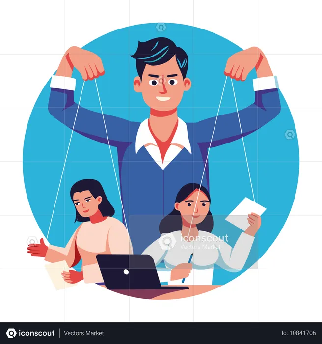 Businessman doing employee manipulation  Illustration