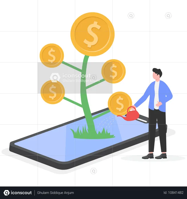 Businessman doing financial management  Illustration