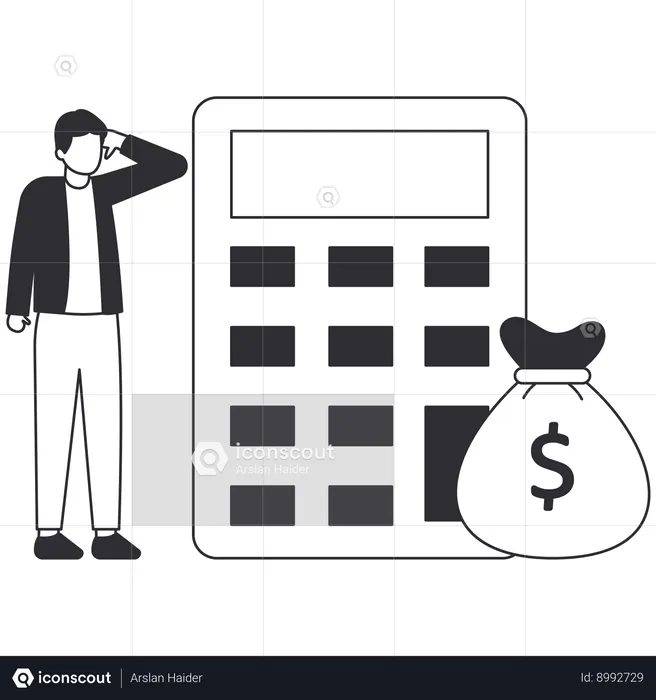 Businessman doing financial planning  Illustration