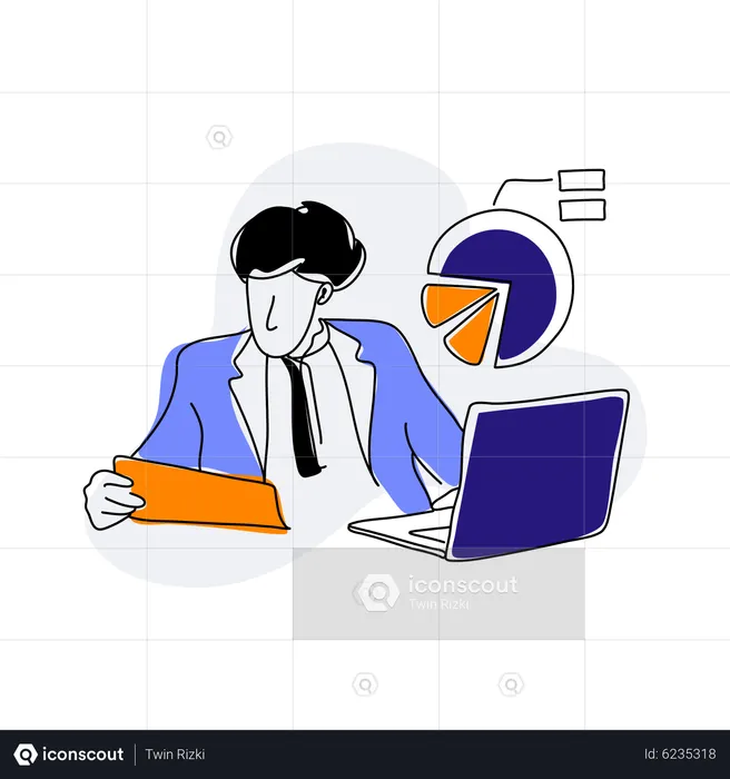 Businessman doing financial reporting  Illustration