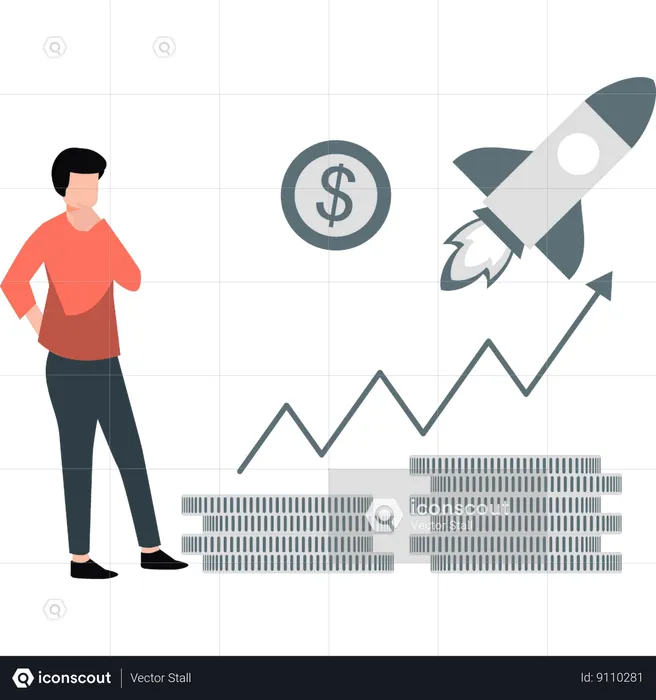 Businessman doing financial startup  Illustration