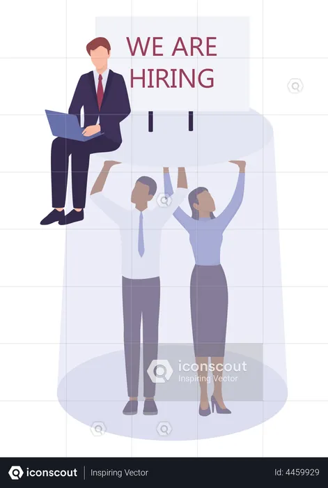 Businessman doing gender discrimination while hiring employees  Illustration