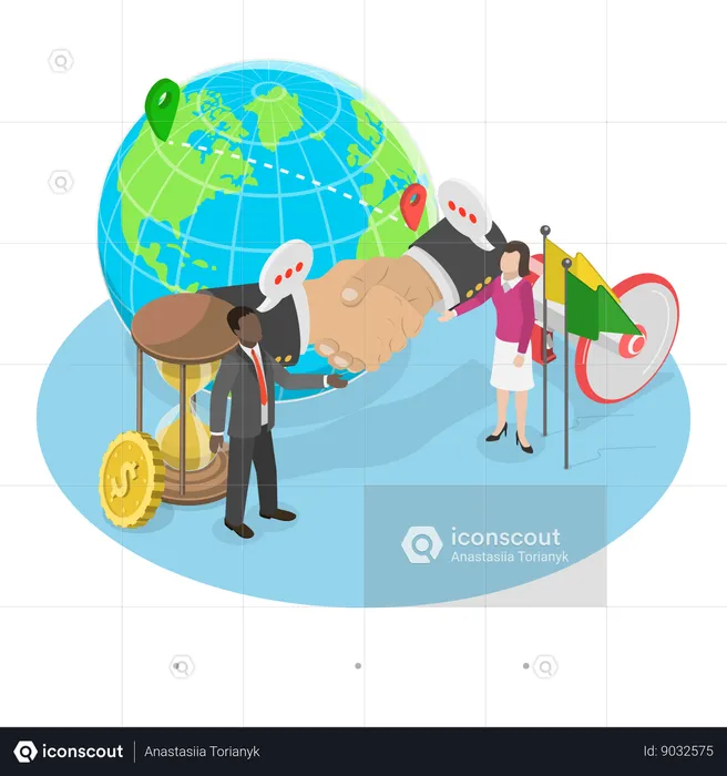 Businessman doing global business  Illustration