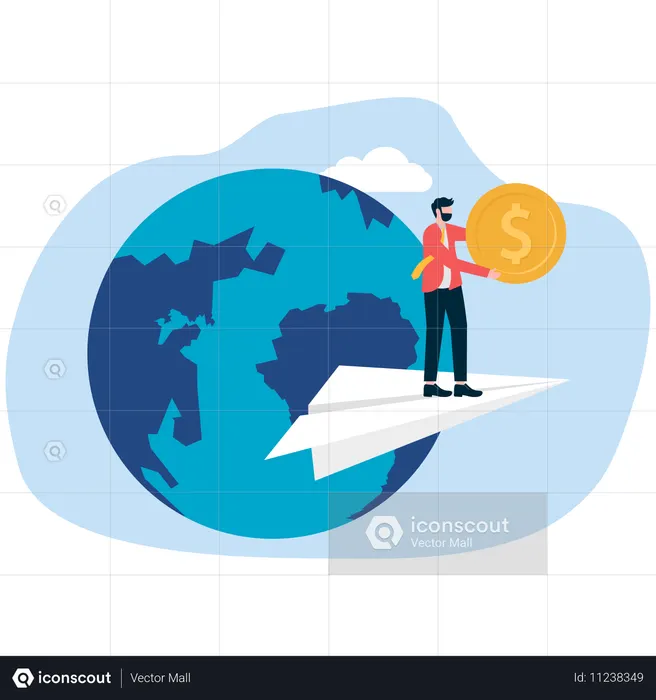 Businessman doing global business  Illustration