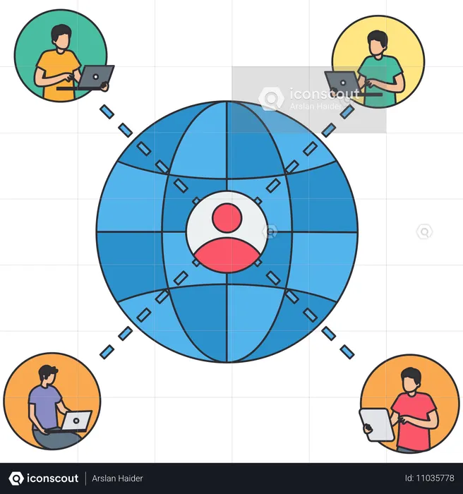 Businessman doing global networking  Illustration