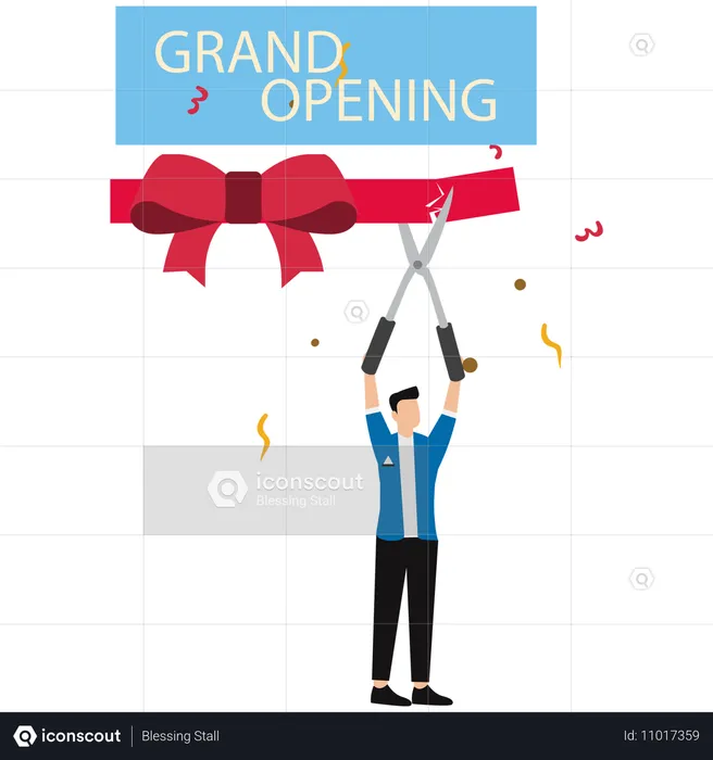 Businessman doing grand opening  Illustration