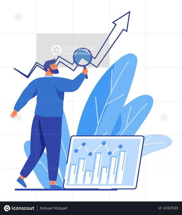 Businessman doing growth analysis  Illustration