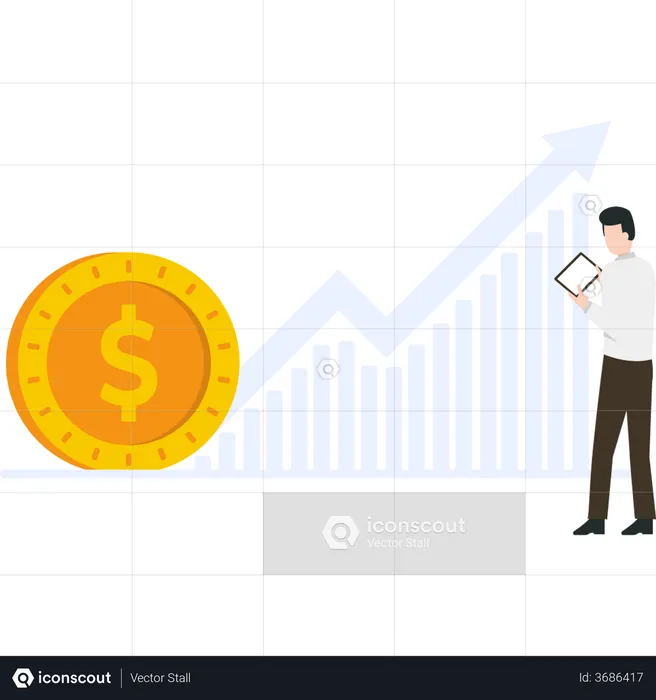 Businessman doing growth analysis  Illustration