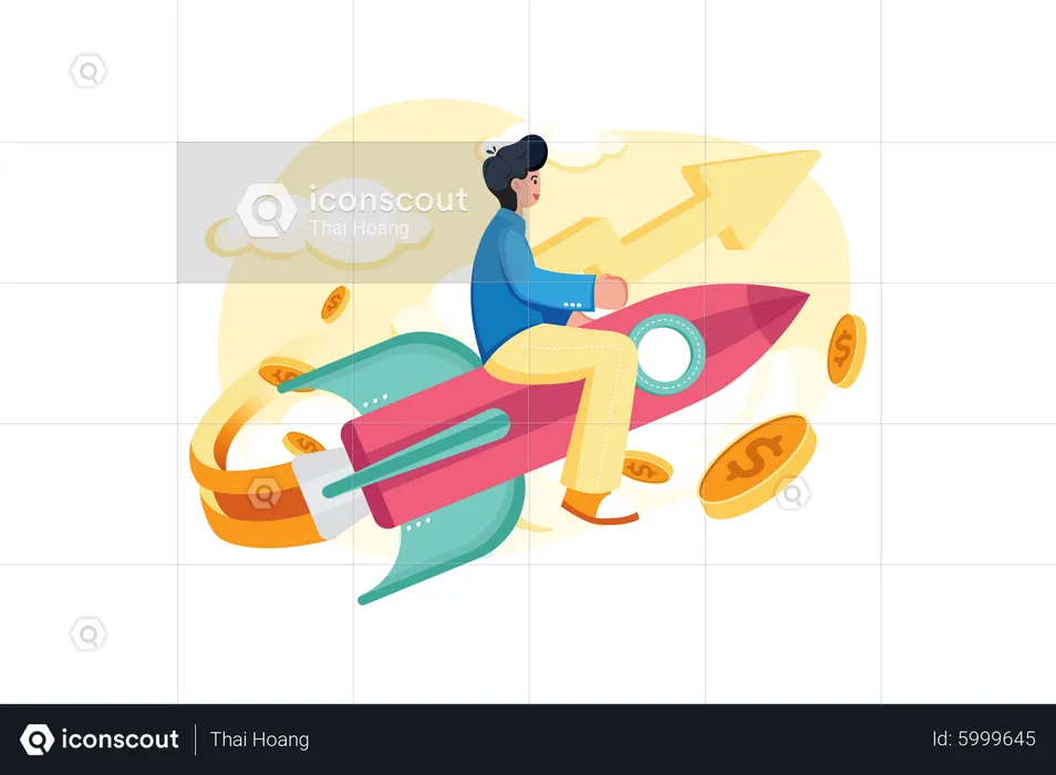 Businessman doing growth analysis  Illustration