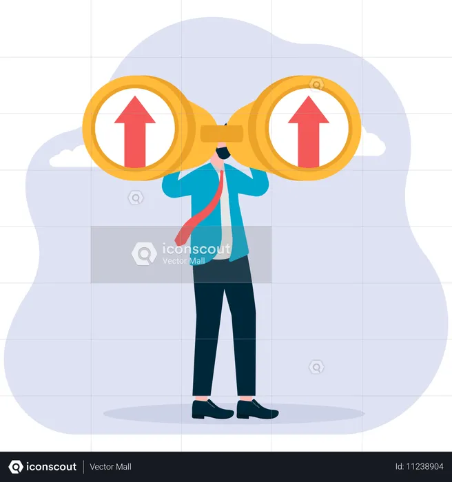 Businessman doing growth analysis  Illustration