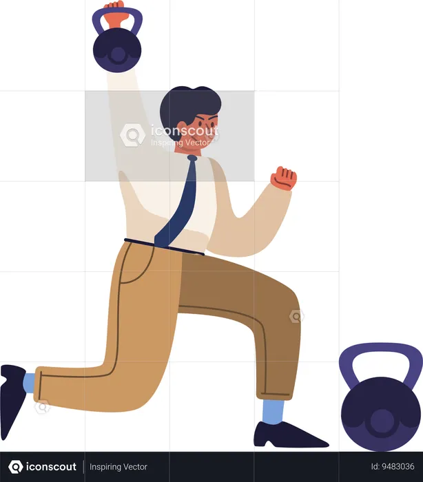 Businessman doing gym workout  Illustration