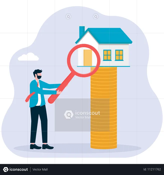 Businessman doing House price analysis  Illustration