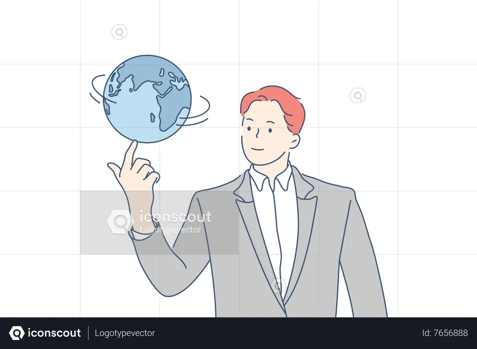 Businessman doing international business  Illustration