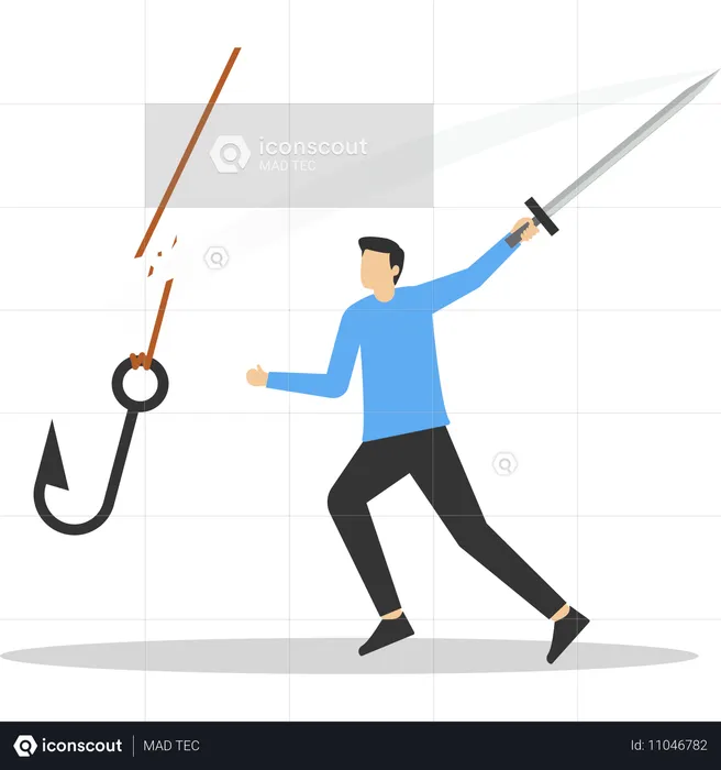 Businessman doing internet phishing  Illustration