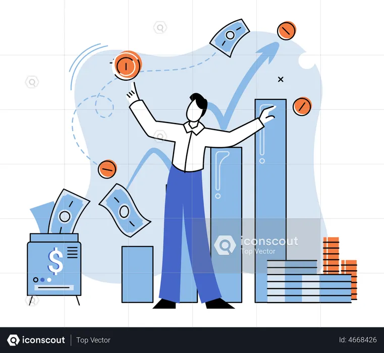 Businessman doing investment analysis  Illustration