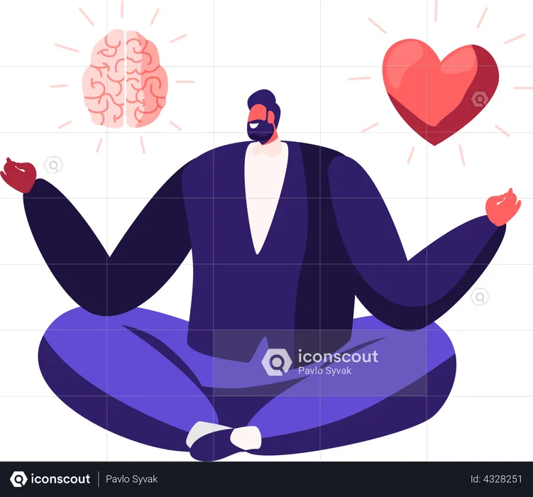Businessman doing lotus pose meditation  Illustration