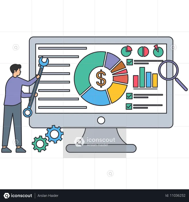 Businessman doing market analysis  Illustration