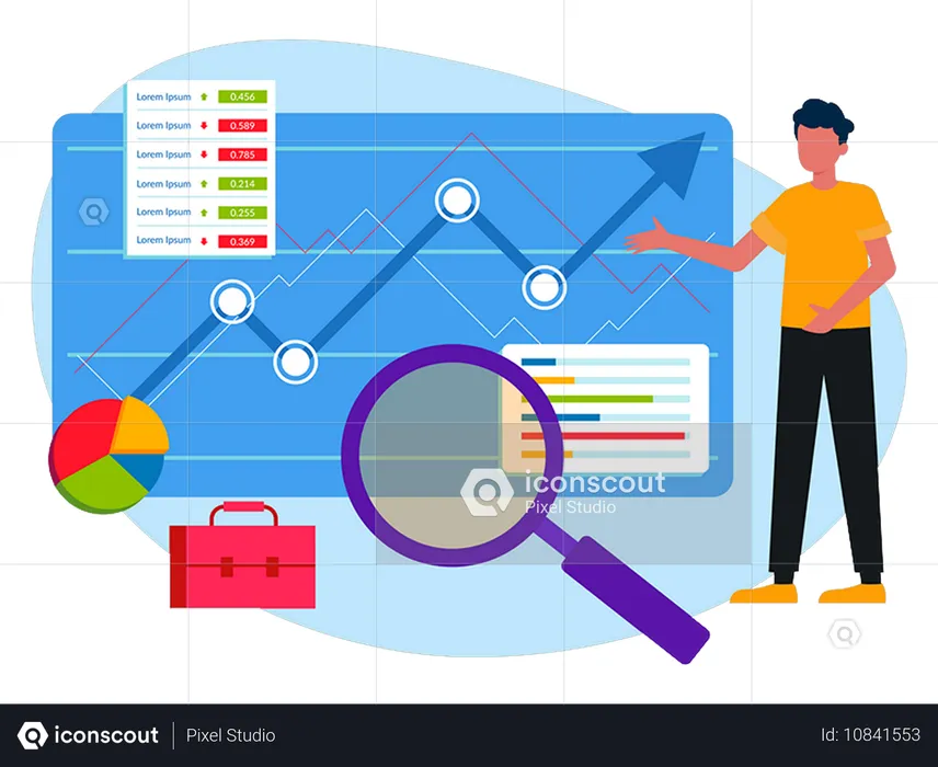 Businessman doing market analysis  Illustration