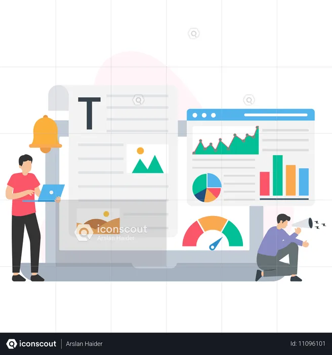 Businessman doing market analysis  Illustration