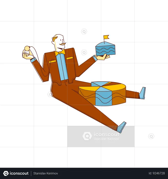 Businessman doing mathematical calculation  Illustration