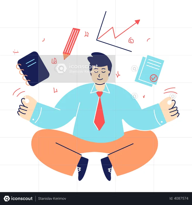 Businessman doing meditation  Illustration