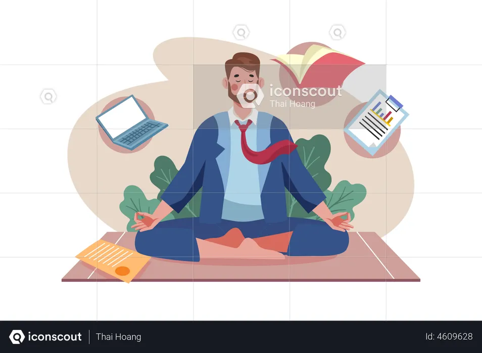 Businessman doing meditation  Illustration