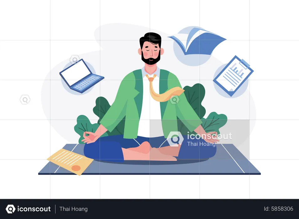 Businessman doing meditation  Illustration