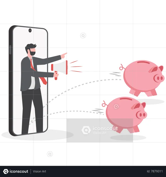 Businessman doing mobile advertising  Illustration